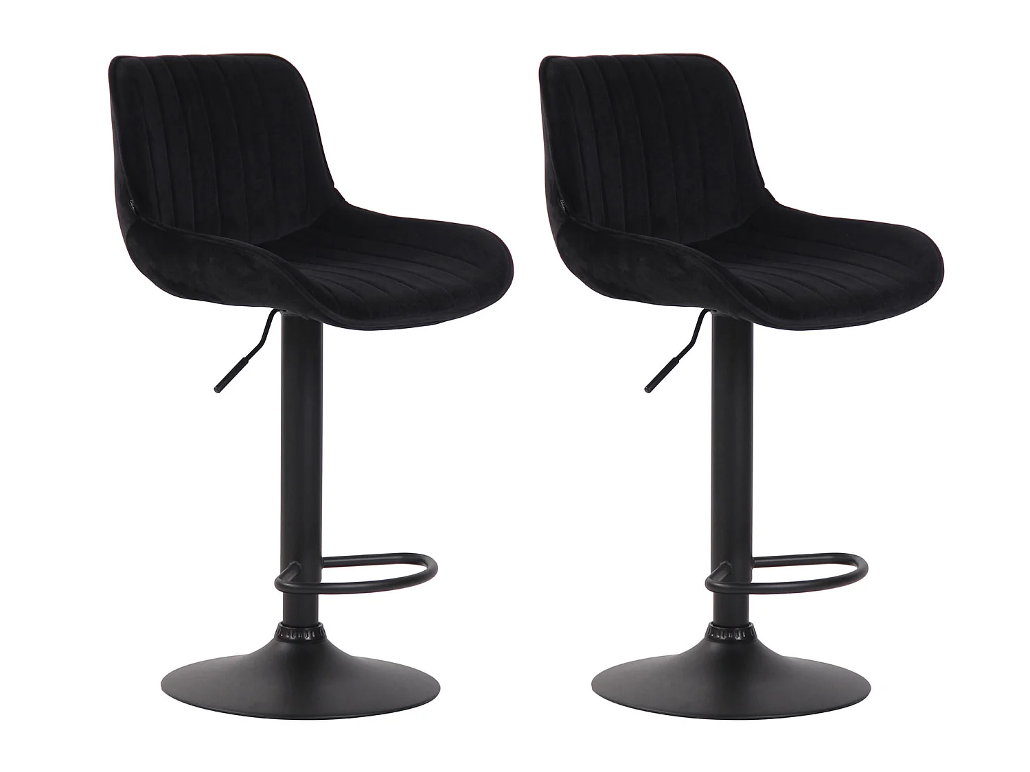 Lot de 2 Tabourets de bar - Velours & Métal - Noir - Lentini