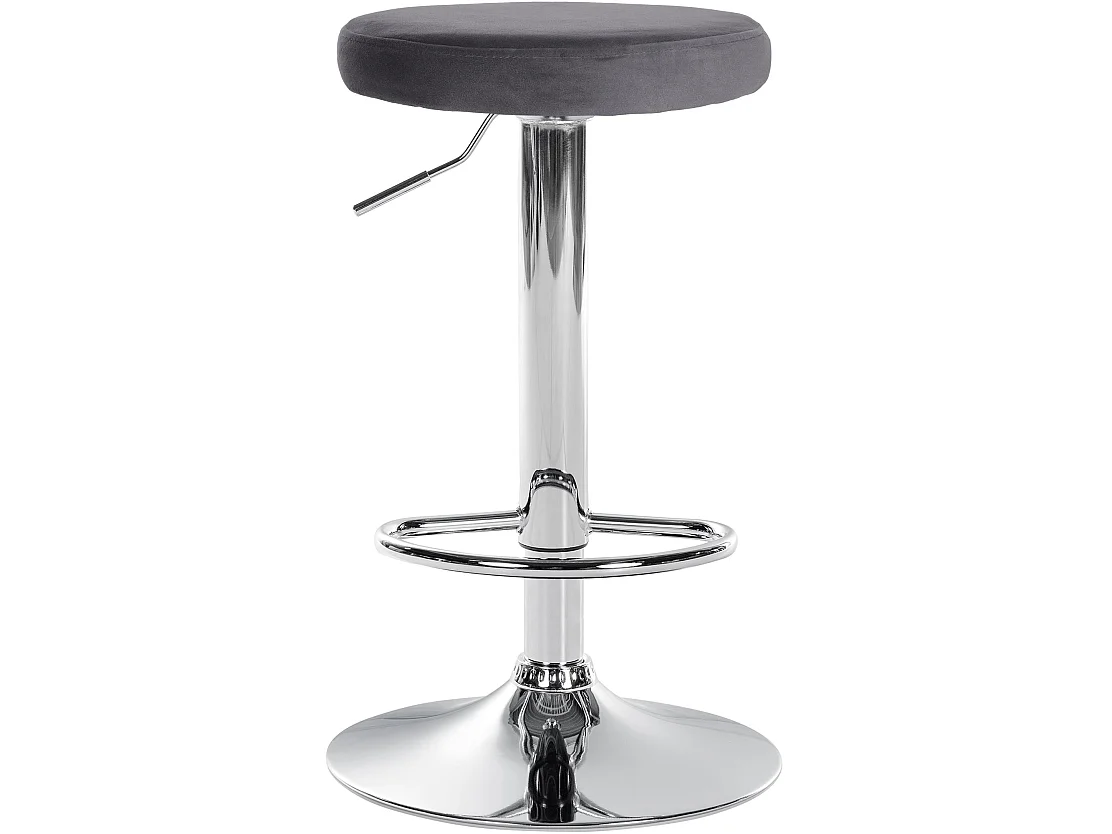 Lot de 2 Tabourets de bar - Velours & Métal - Gris foncé - Ponte