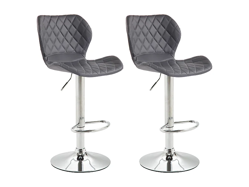 Lot de 2 Tabourets de bar - Similicuir & Métal - Gris - Cork