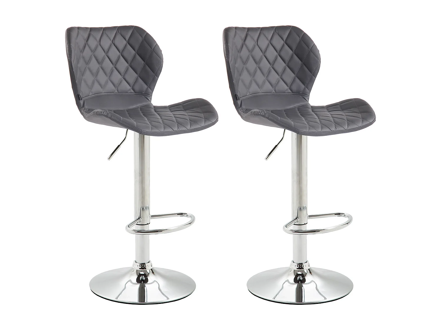 Lot de 2 Tabourets de bar - Similicuir & Métal - Gris - Cork