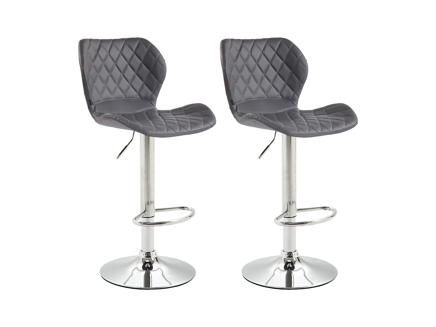 Lot de 2 Tabourets de bar - Similicuir & Métal - Gris - Cork