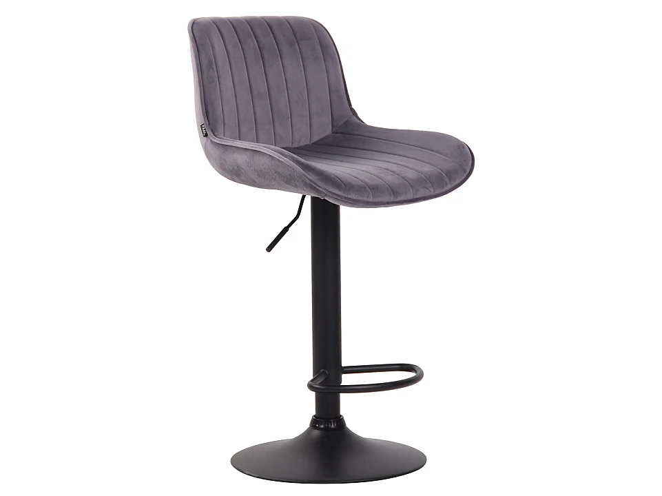 Lot de 2 Tabourets de bar - Velours & Métal - Gris foncé - Lentini