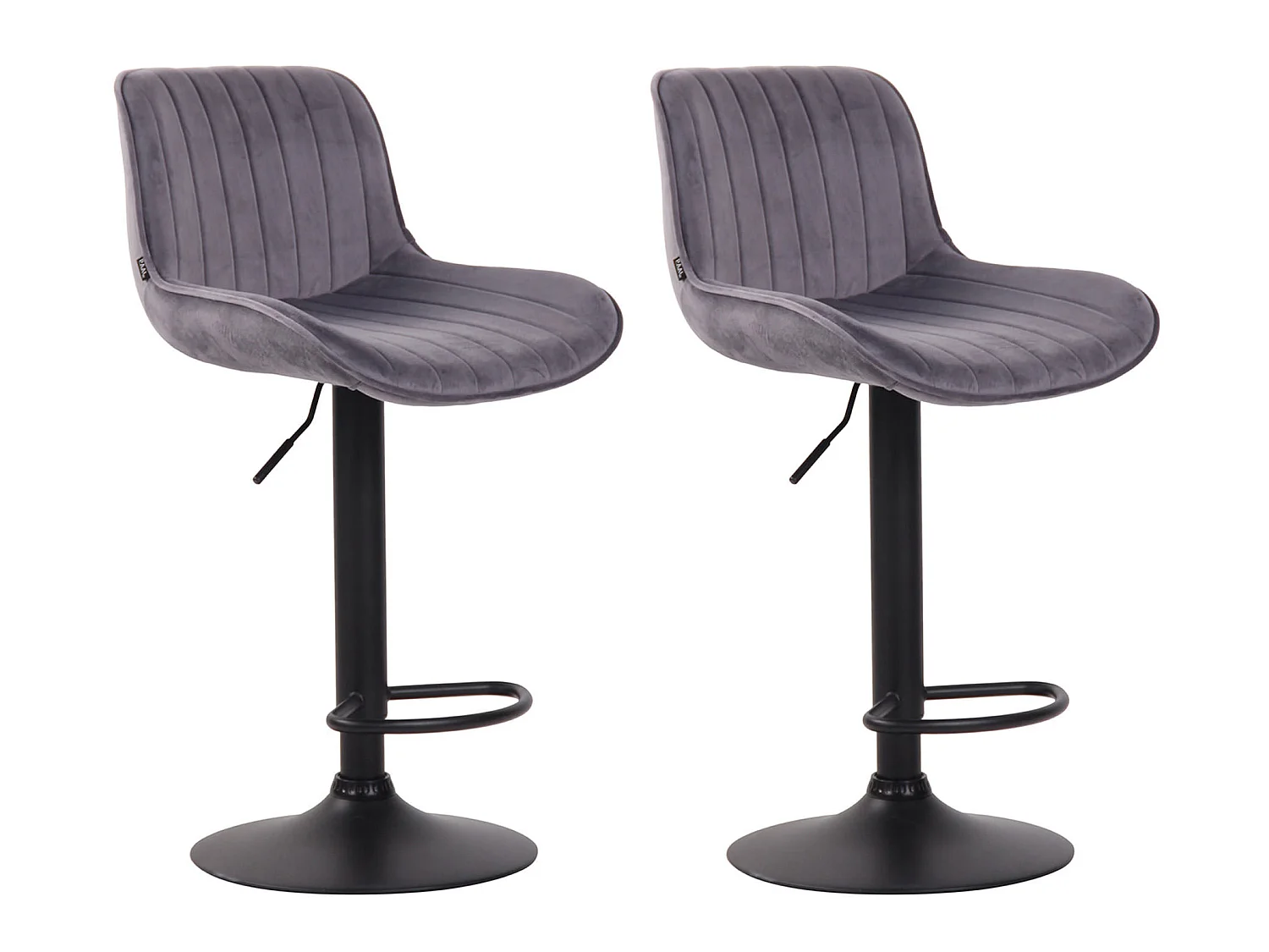 Lot de 2 Tabourets de bar - Velours & Métal - Gris foncé - Lentini