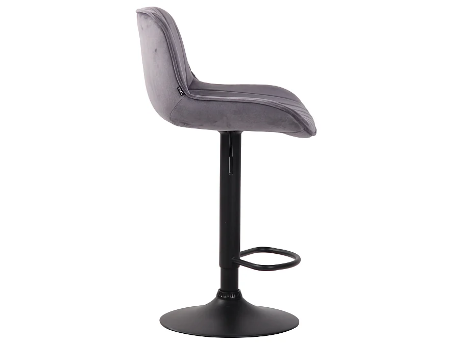 Lot de 2 Tabourets de bar - Velours & Métal - Gris foncé - Lentini