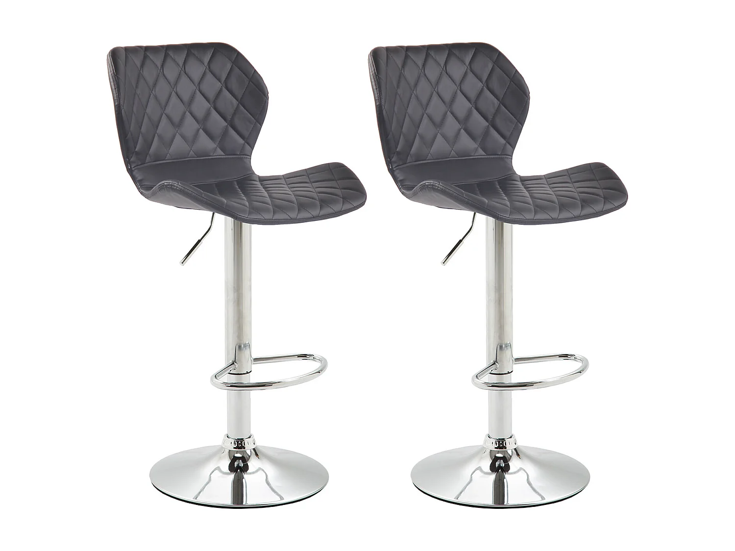 Lot de 2 Tabourets de bar - Similicuir & Métal - Noir - Cork