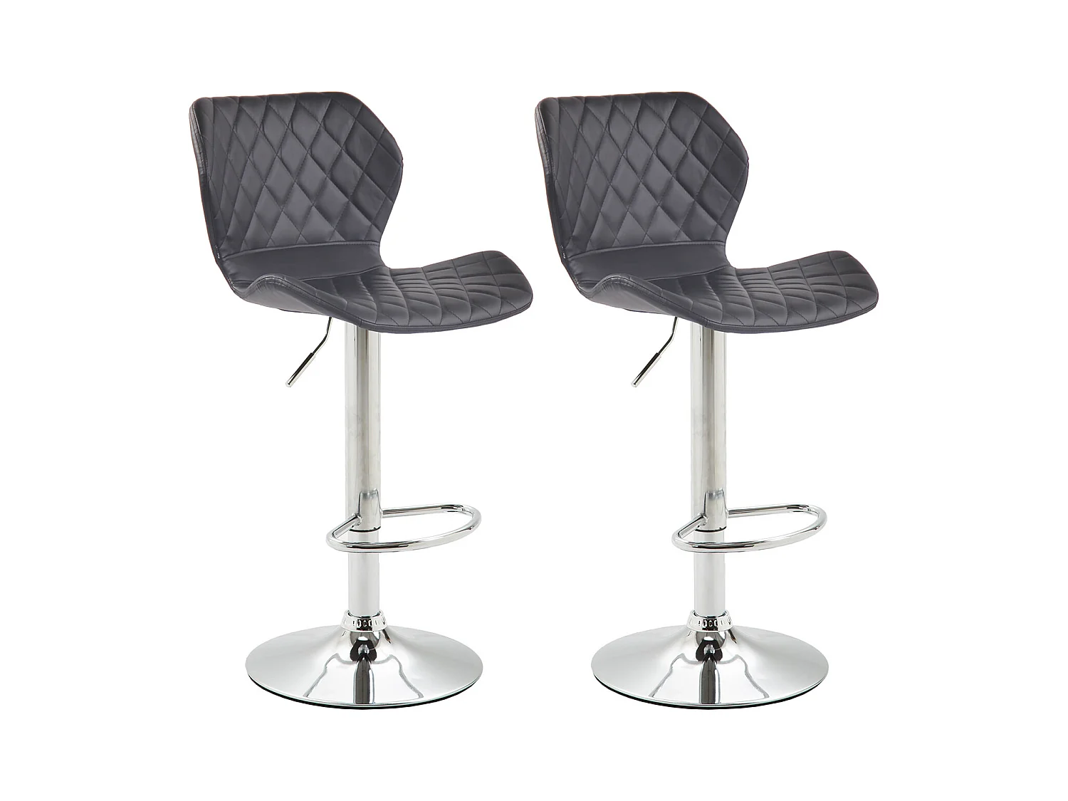 Lot de 2 Tabourets de bar - Similicuir & Métal - Noir - Cork