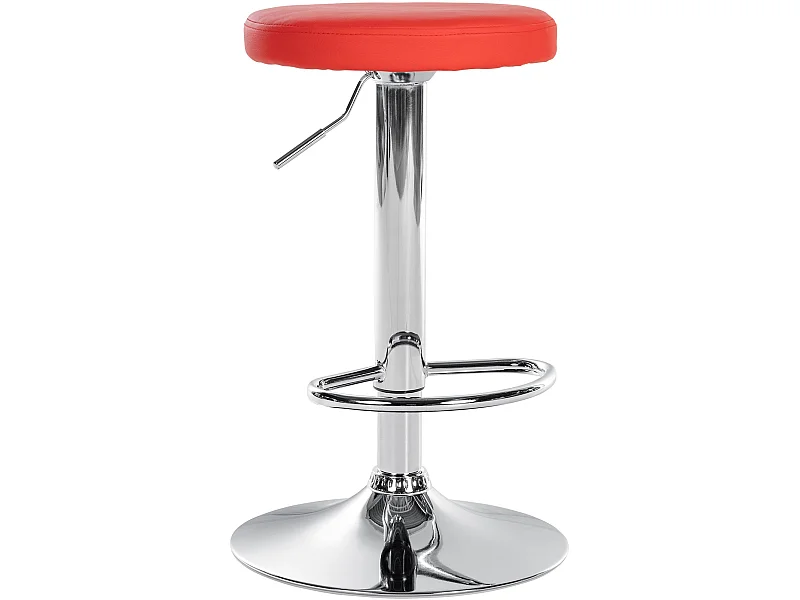Tabouret de bar - Similicuir & Chrome - Rouge - Ponte