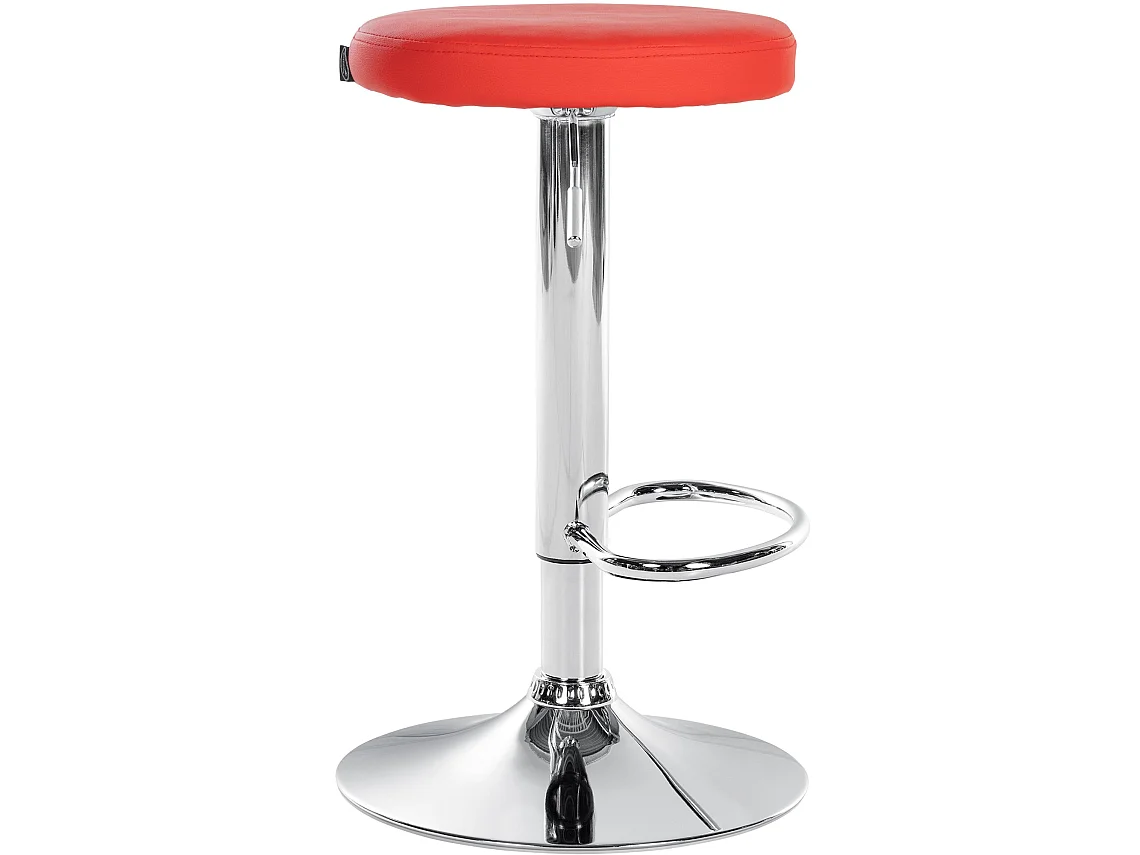 Tabouret de bar - Similicuir & Chrome - Rouge - Ponte