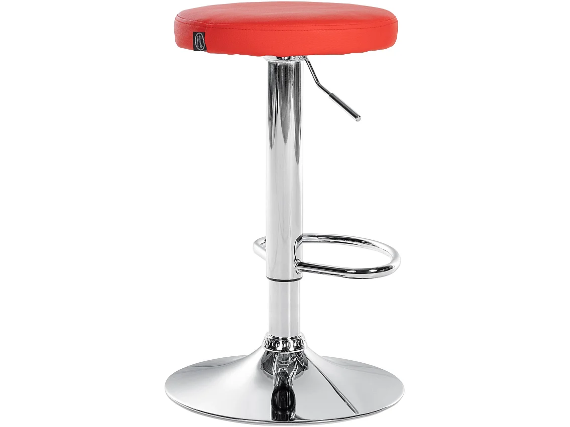 Tabouret de bar - Similicuir & Chrome - Rouge - Ponte