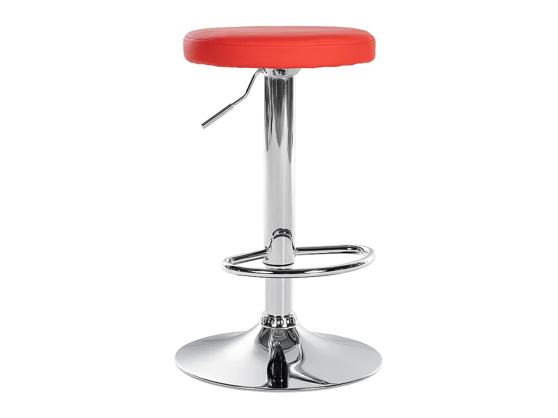 Tabouret de bar - Similicuir & Chrome - Rouge - Ponte