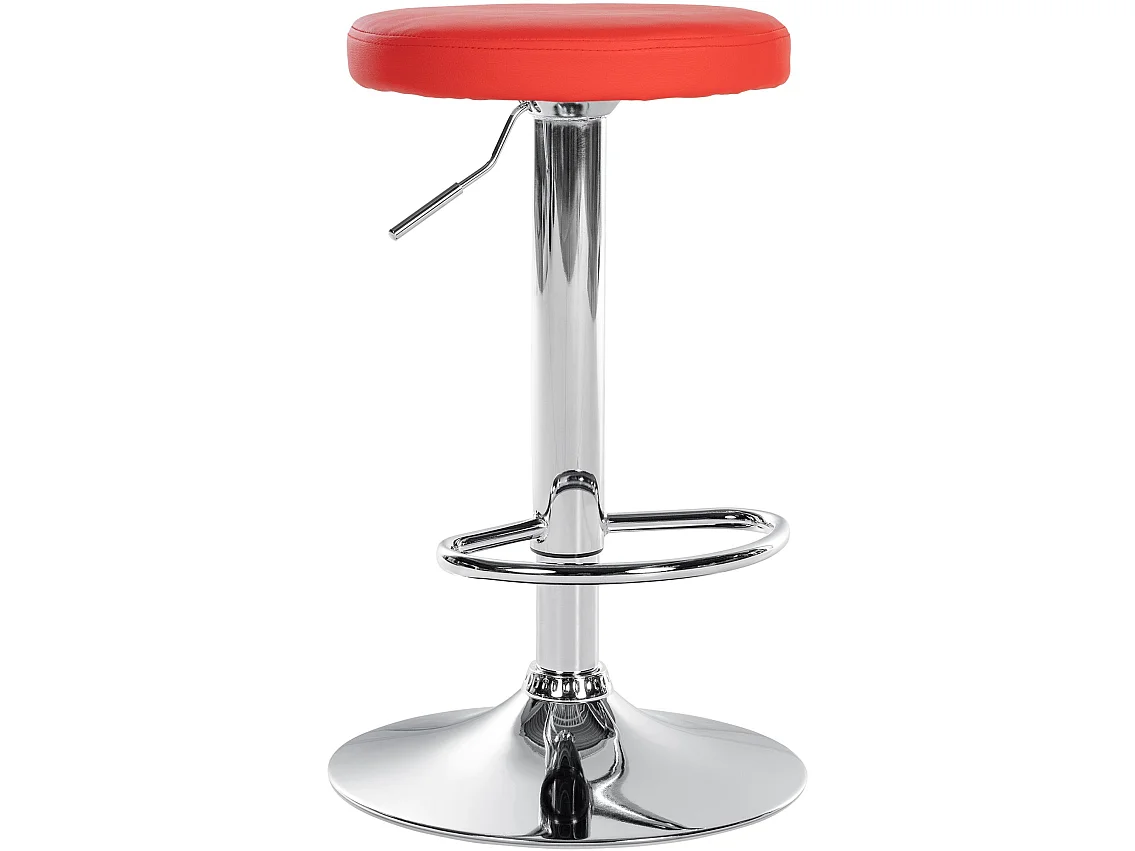 Tabouret de bar - Similicuir & Chrome - Rouge - Ponte