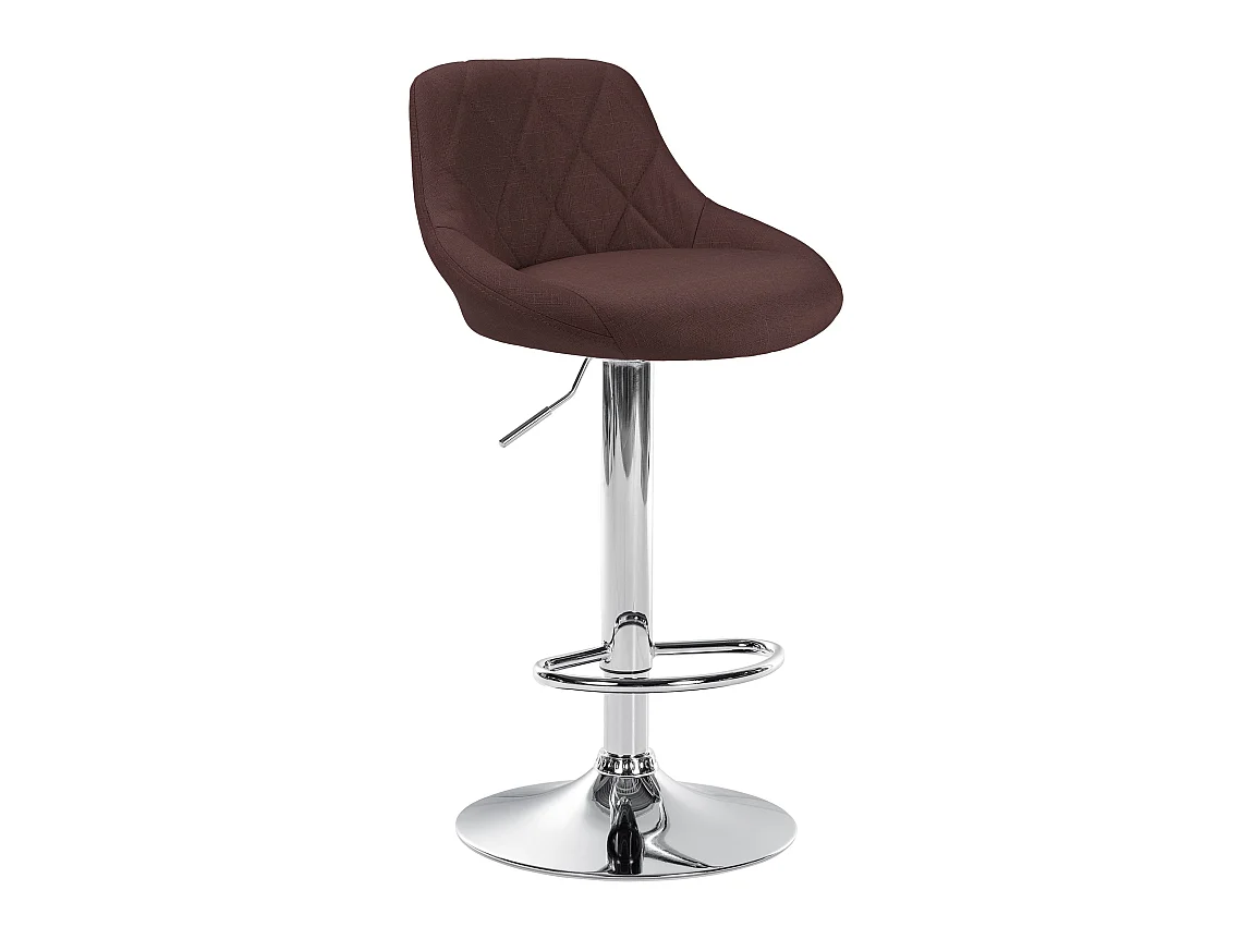 Tabouret de bar - Tissu & Chrome - Marron - Lazio