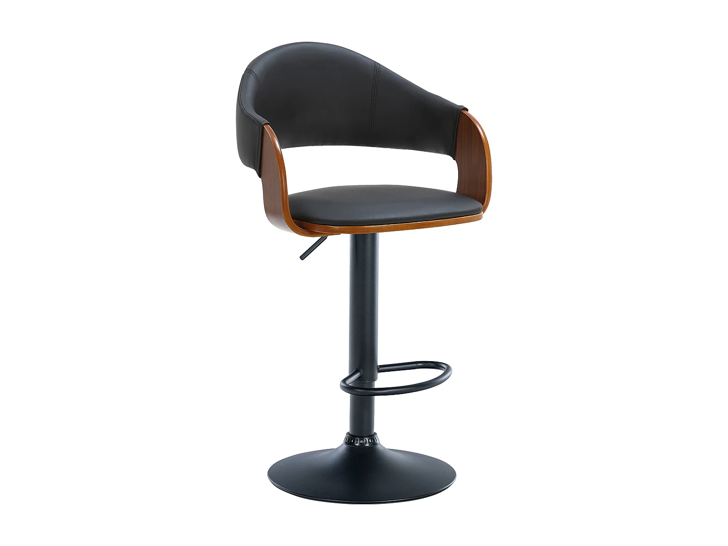 Tabouret de bar - Similicuir & Métal noir mat - Noyer / Noir - Nilse