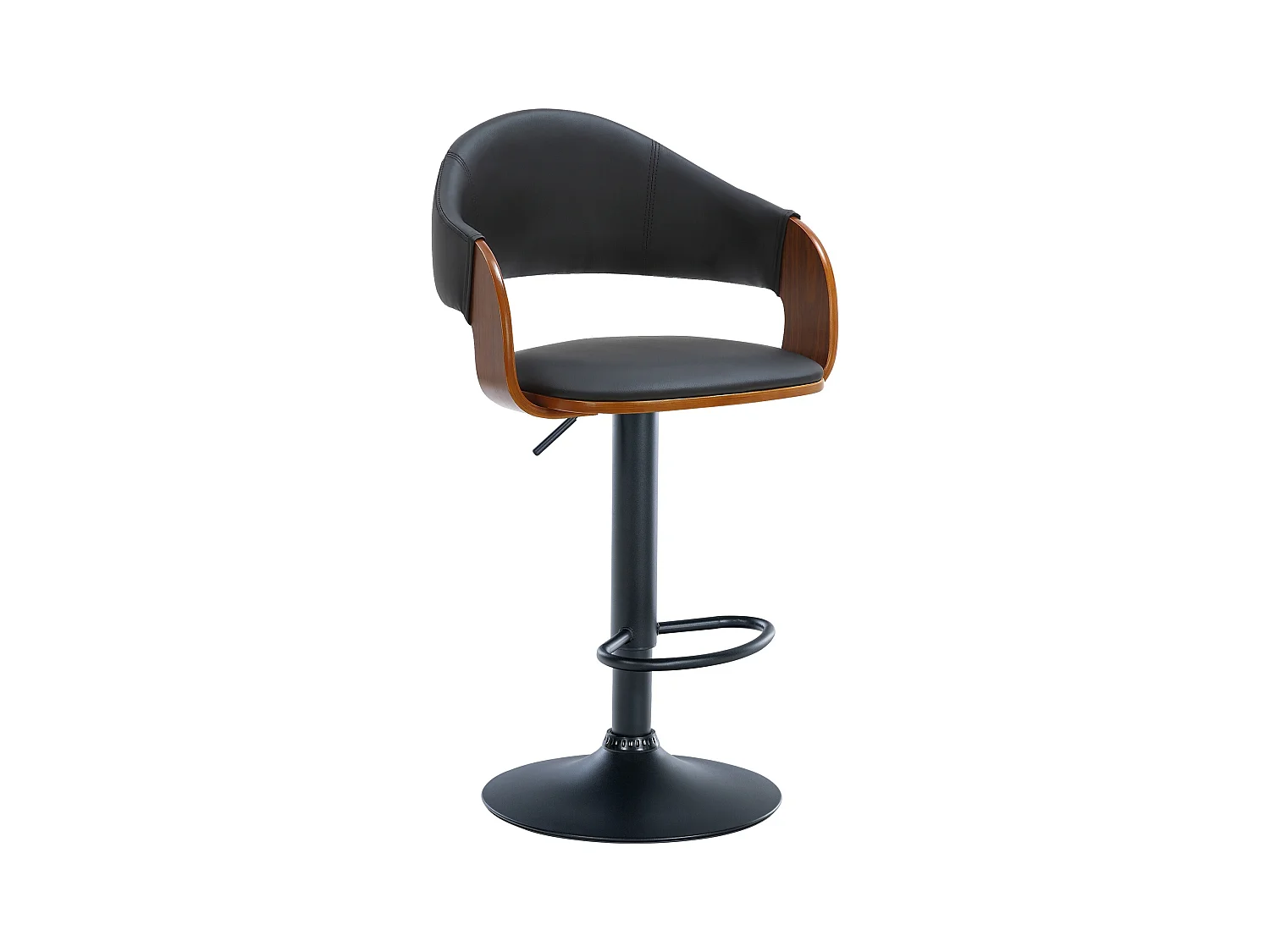Tabouret de bar - Similicuir & Métal noir mat - Noyer / Noir - Nilse