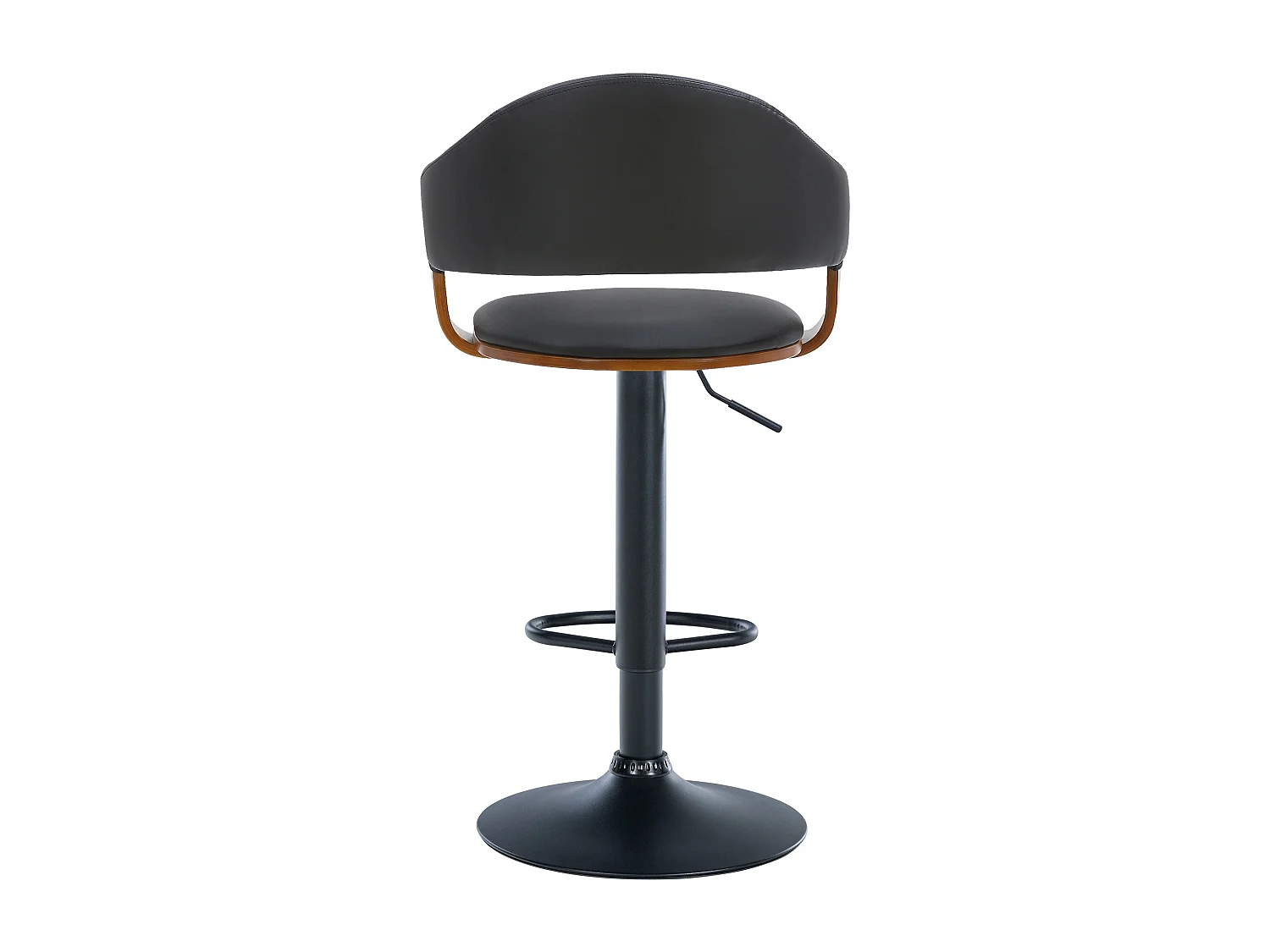 Tabouret de bar - Similicuir & Métal noir mat - Noyer / Noir - Nilse