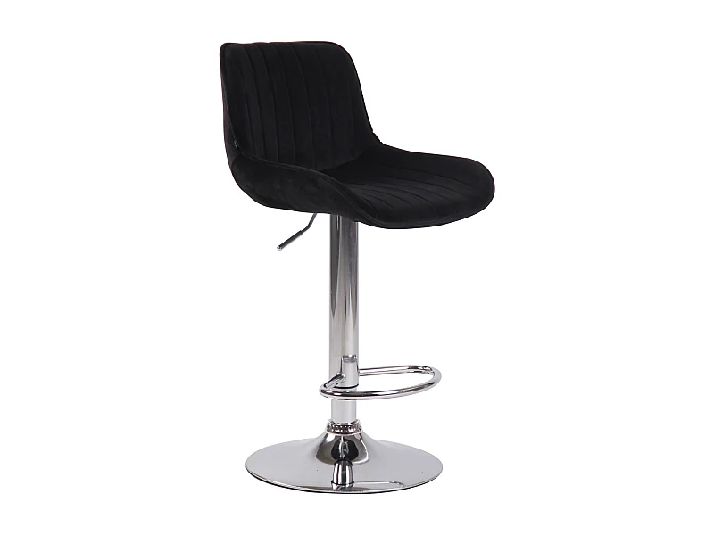 Tabouret de bar - Velours & Chrome - Noir - Lentini