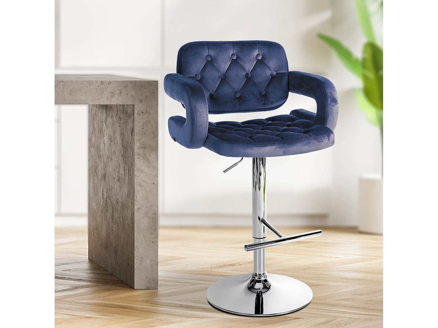 Tabouret de bar - Velours - Bleu - Dublin