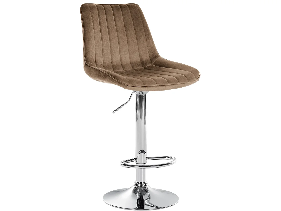Tabouret de bar - Velours & Chrome - Marron - Toni