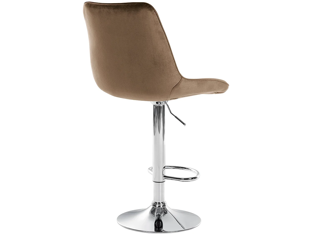 Tabouret de bar - Velours & Chrome - Marron - Toni