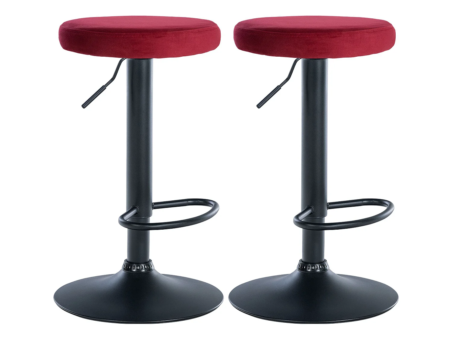 Lot de 2 Tabourets de bar - Velours & Métal - Rouge - Ponte