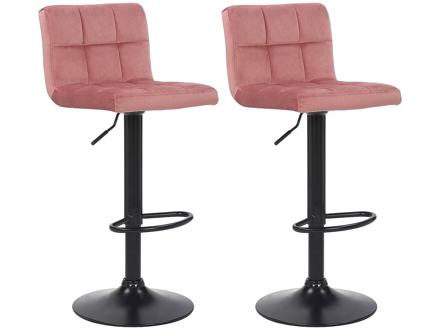 Lot de 2  Tabouret de bar - Velours & Blanc - Rose - Feni