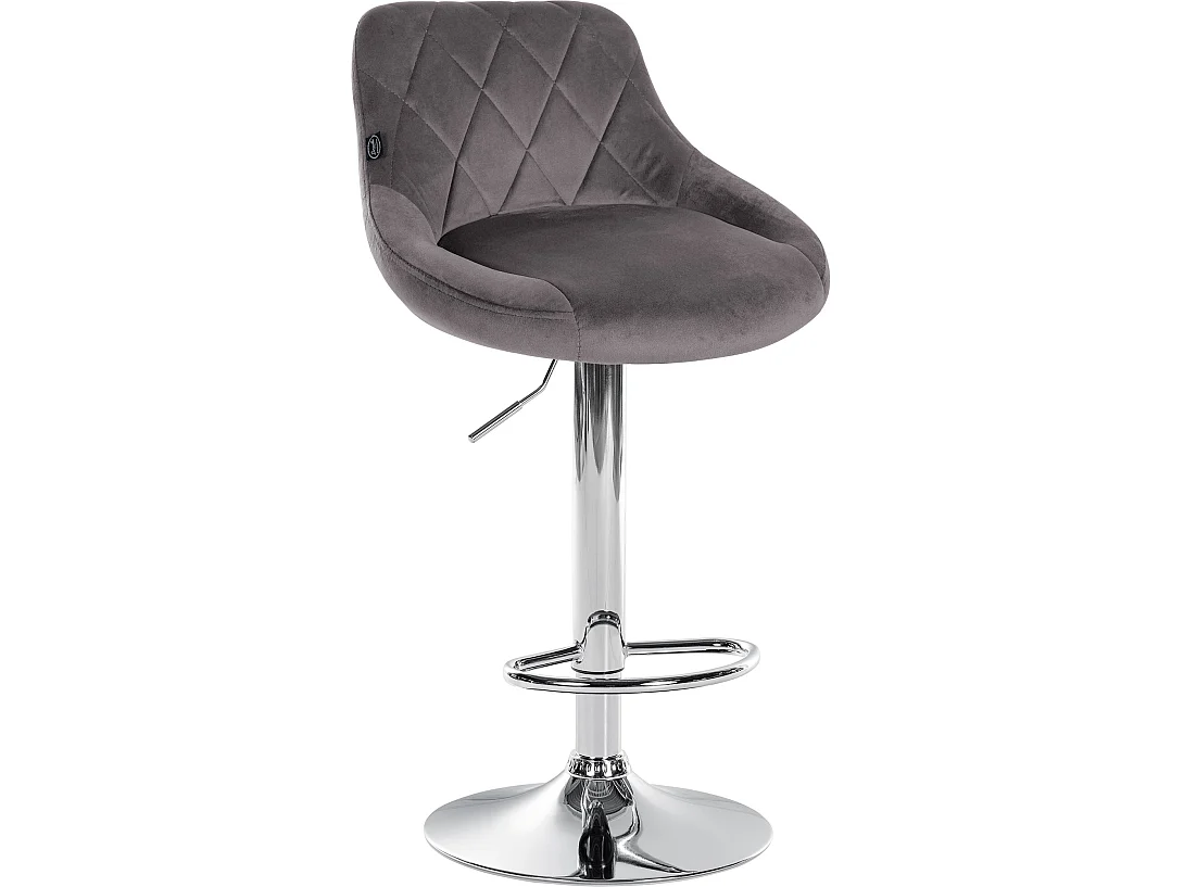 Tabouret de bar - Tissu & Chrome - Gris - Lazio