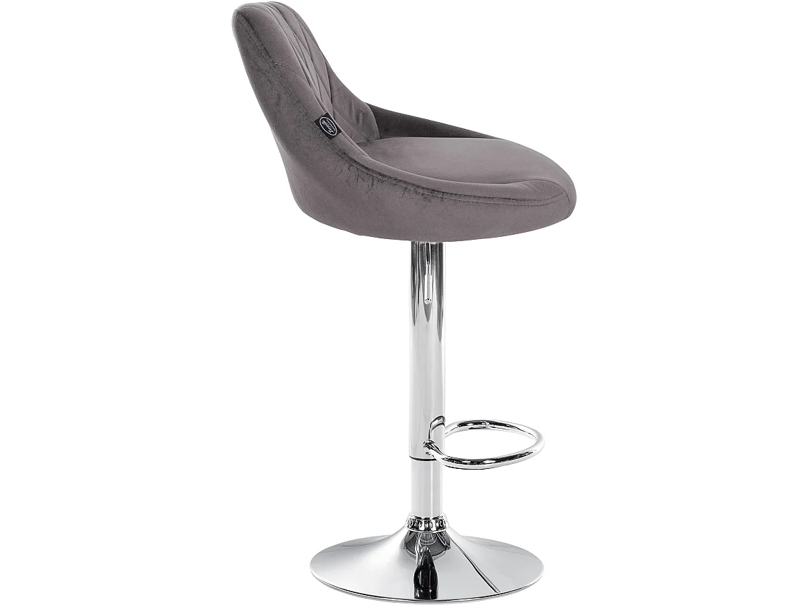 Tabouret de bar - Tissu & Chrome - Gris - Lazio