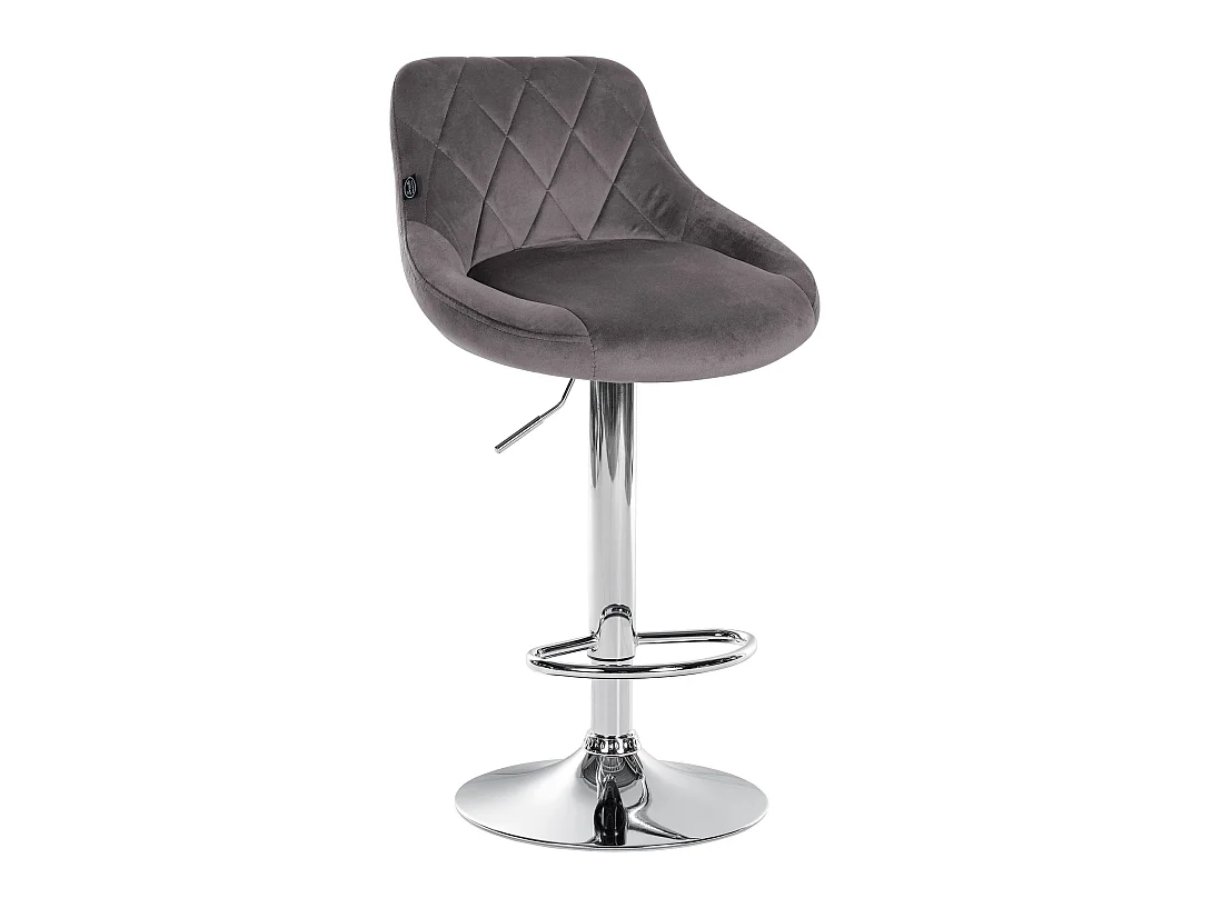 Tabouret de bar - Tissu & Chrome - Gris - Lazio