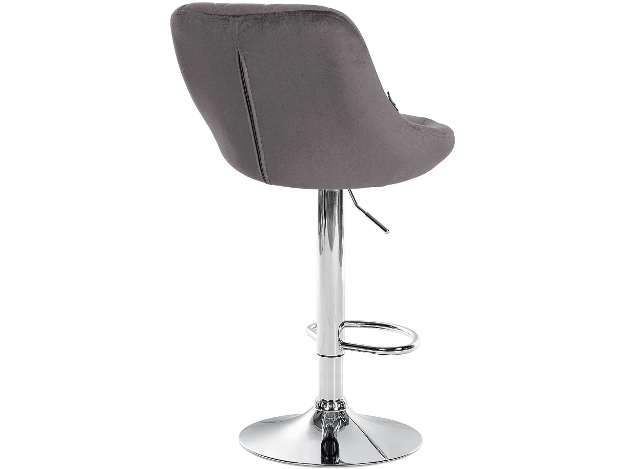 Tabouret de bar - Tissu & Chrome - Gris - Lazio