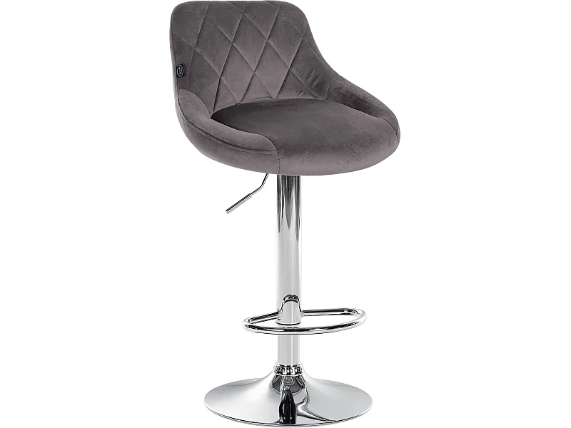 Tabouret de bar - Tissu & Chrome - Gris - Lazio