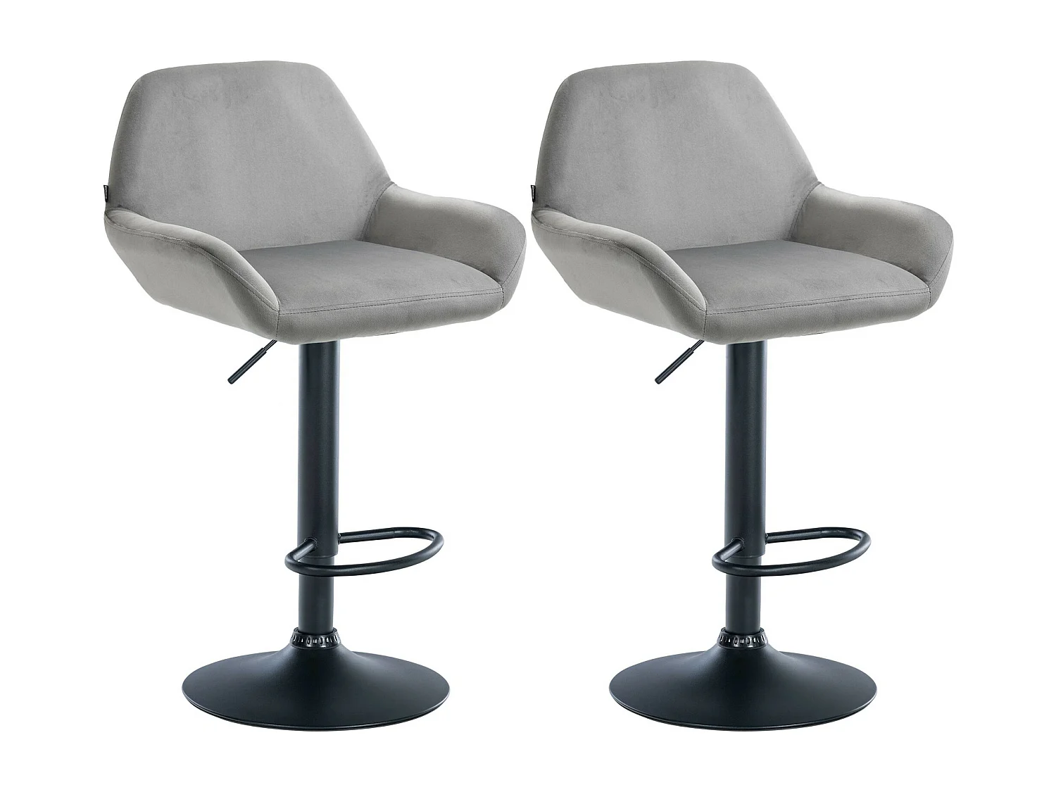 Lot de 2  Tabouret de bar - Velours - Gris - Braga