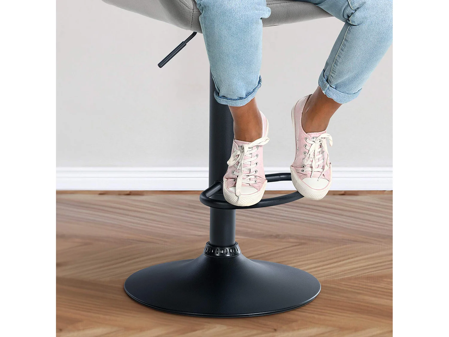 Lot de 2  Tabouret de bar - Velours - Gris - Braga