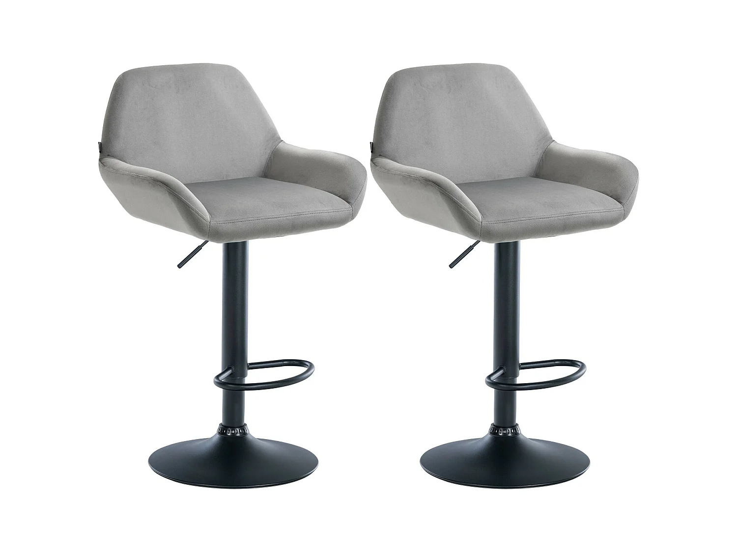 Lot de 2  Tabouret de bar - Velours - Gris - Braga