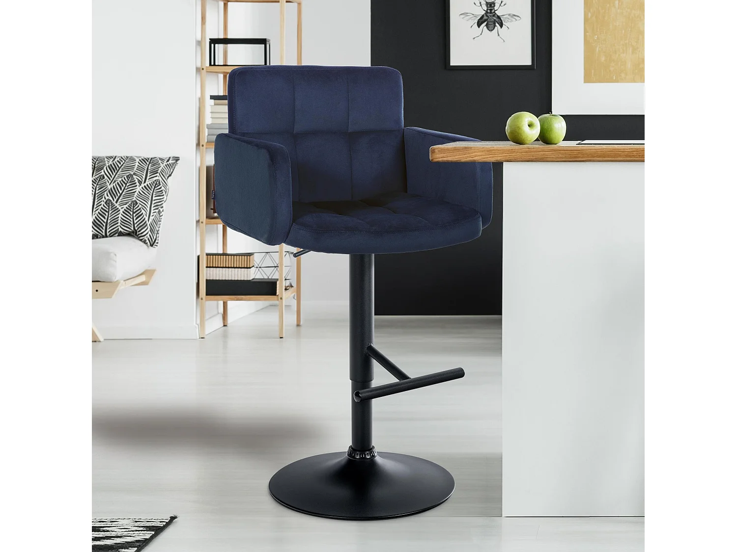 Tabouret de bar - Velours & Métal - Bleu - Los Angeles