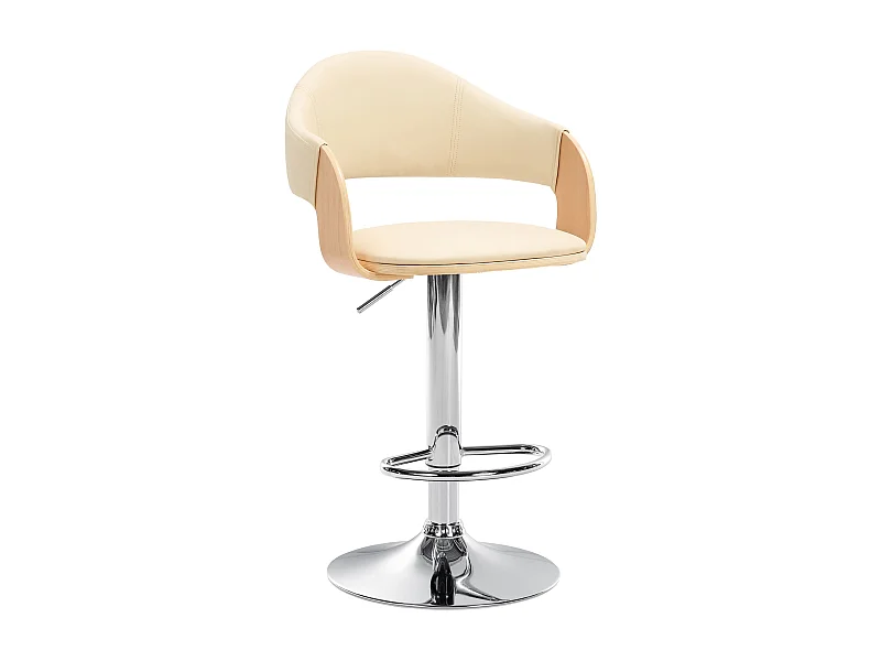 Barkruk - Kunstleer & Metaal mat zwart - natura/creme - Nilse