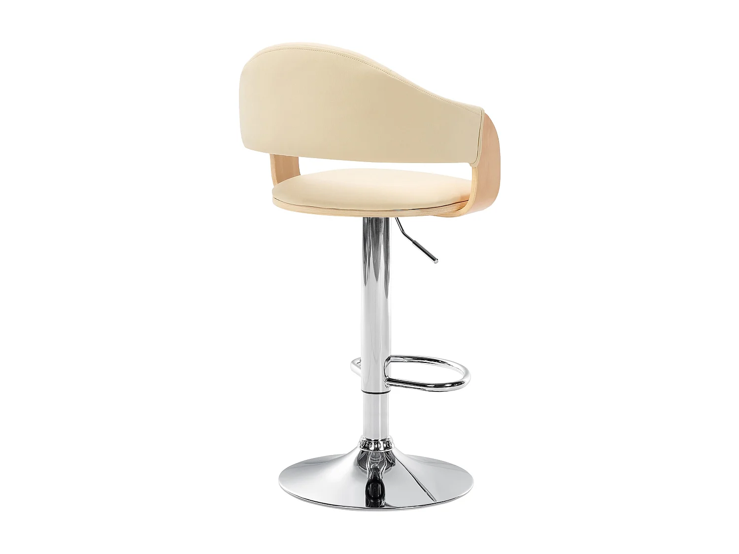 Barkruk - Kunstleer & Metaal mat zwart - natura/creme - Nilse