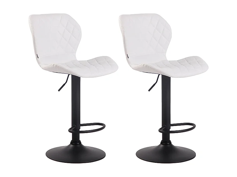 2er Set Barhocker - Kunstleder & Metall - weiß - Cork