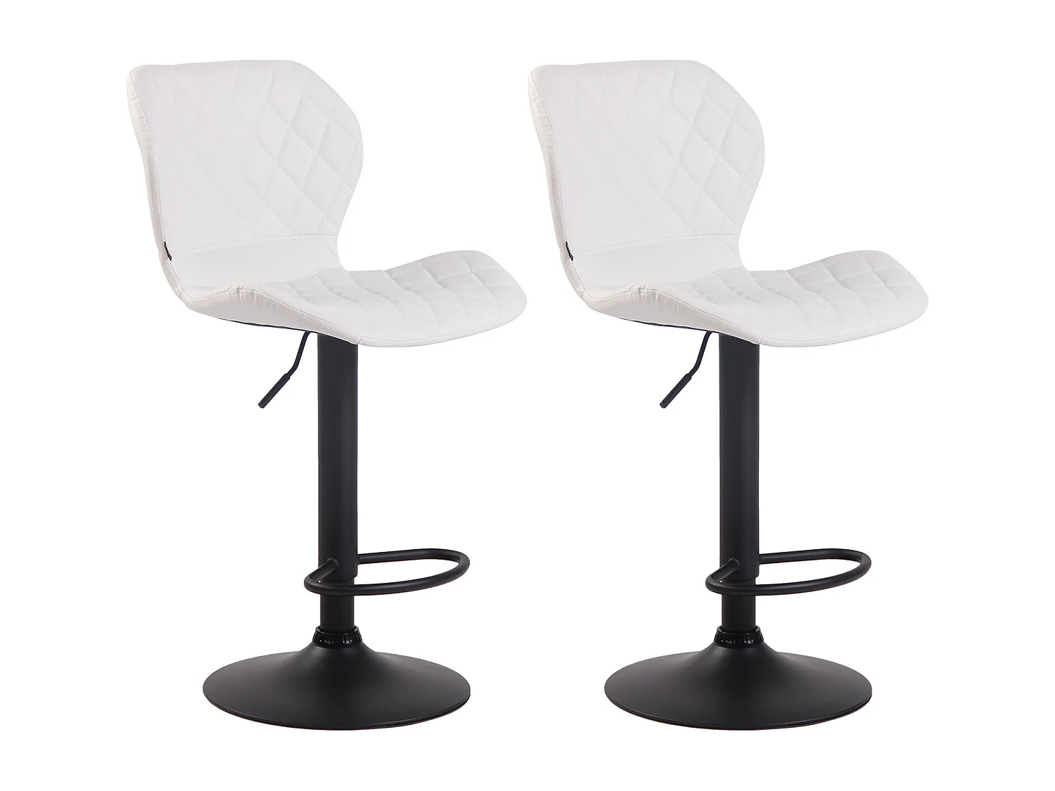 Lot de 2 Tabourets de bar - Similicuir & Métal - Blanc - Cork