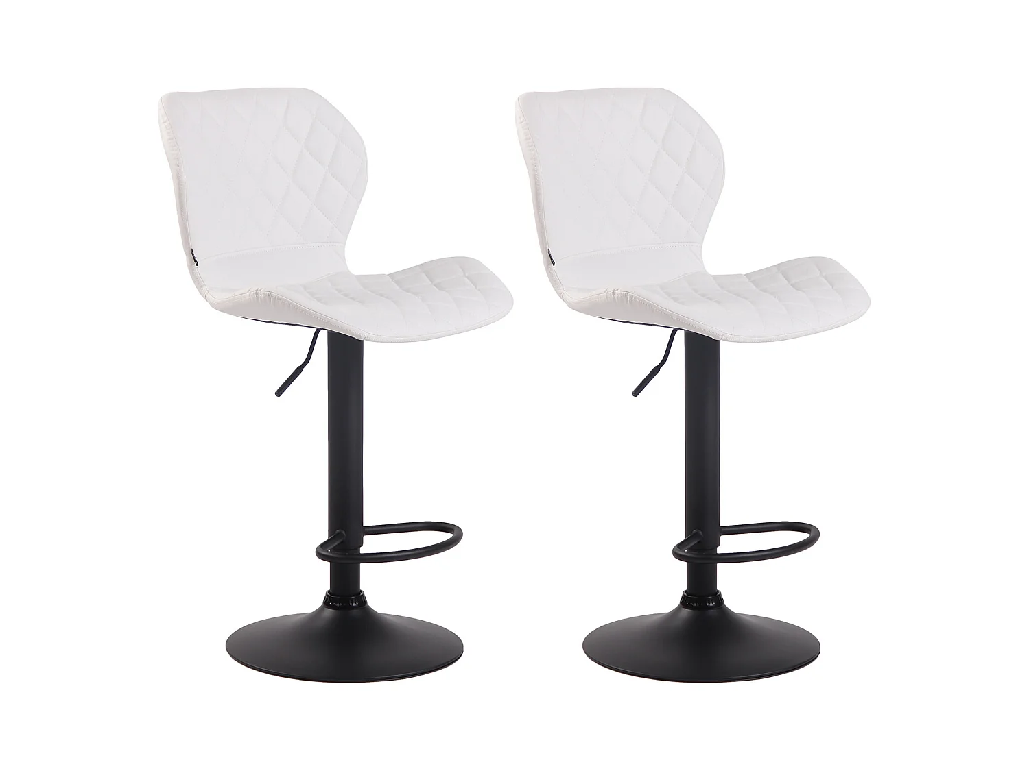 Lot de 2 Tabourets de bar - Similicuir & Métal - Blanc - Cork