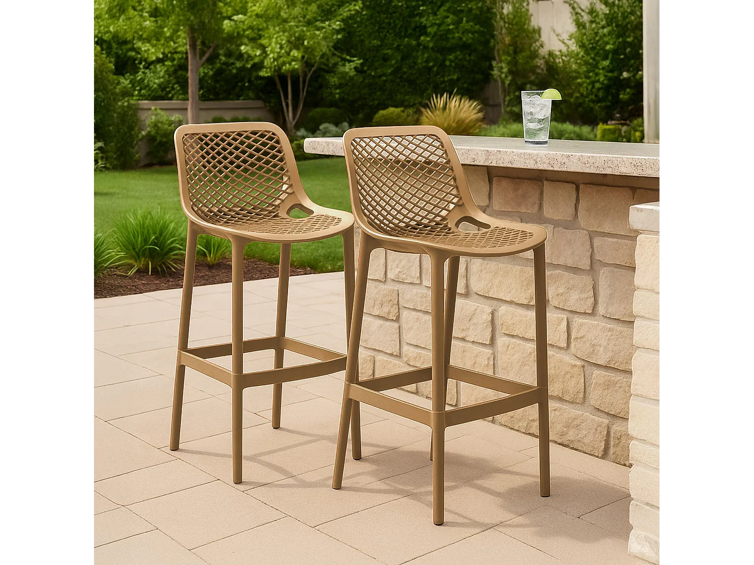 Lot de 2  Tabouret de bar - Plastique - Boue - Air