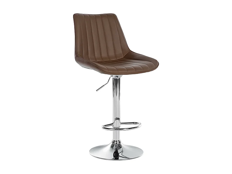 Tabouret de bar - Similicuir & Chrome - Marron - Toni