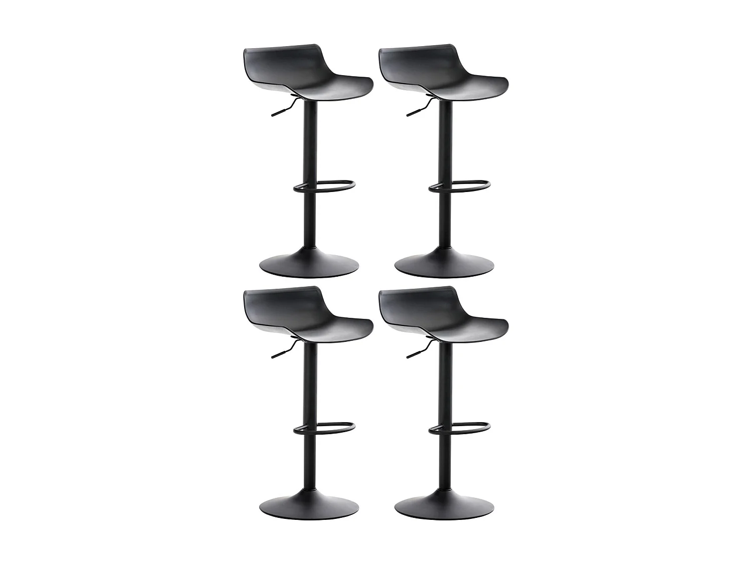 Set van 4  Barkruk - Kunststof - zwart - Aveiro