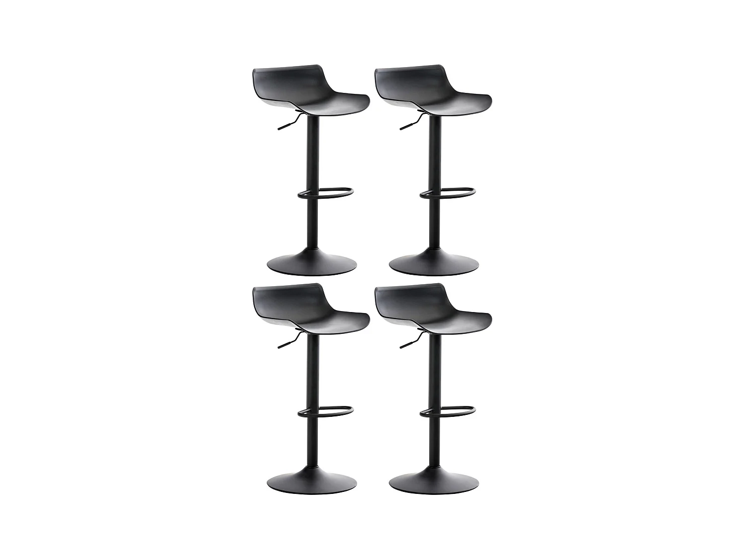 Lot de 4  Tabouret de bar - Plastique - Noir - Aveiro