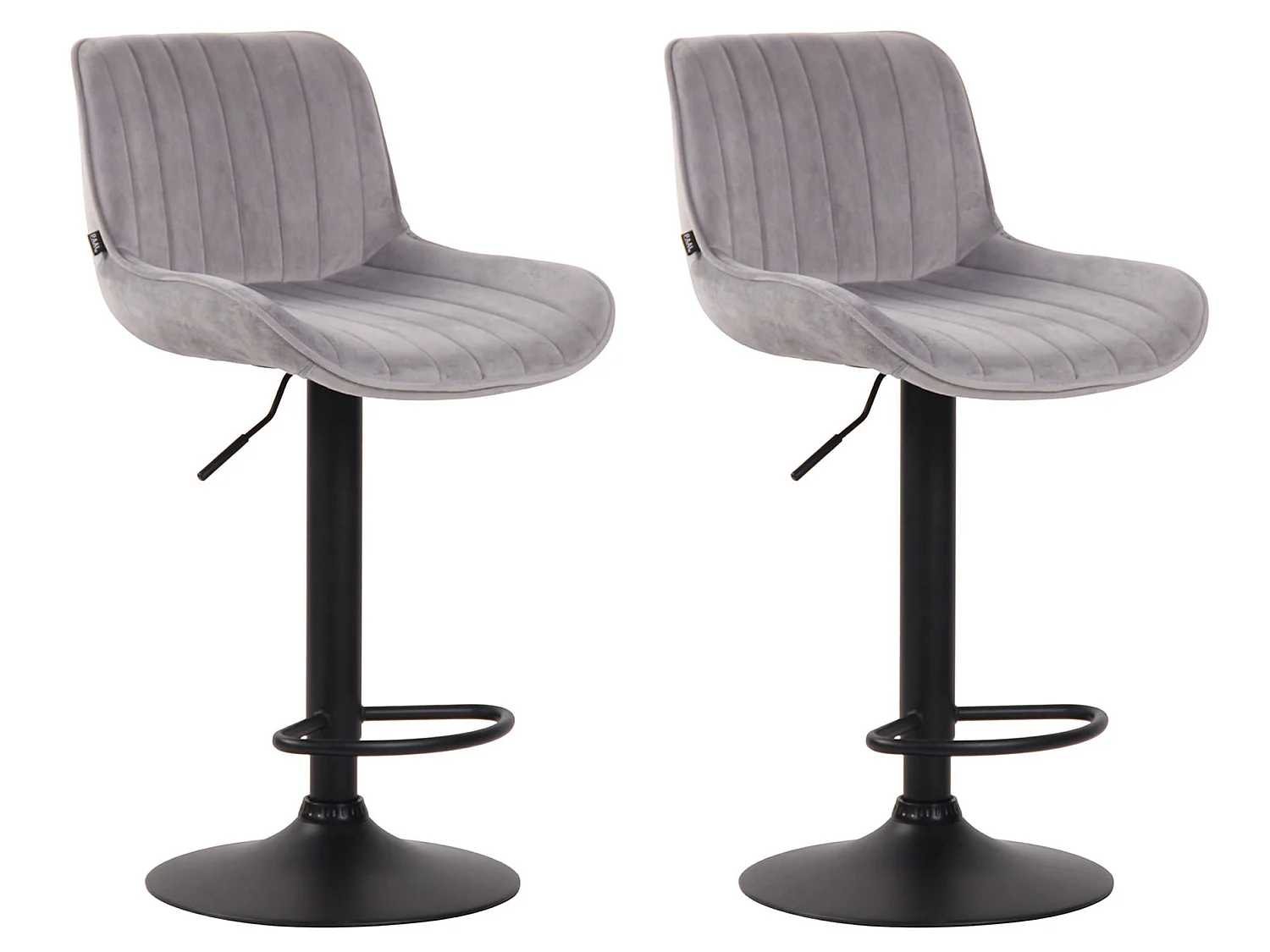 Lot de 2 Tabourets de bar - Velours & Métal - Gris - Lentini