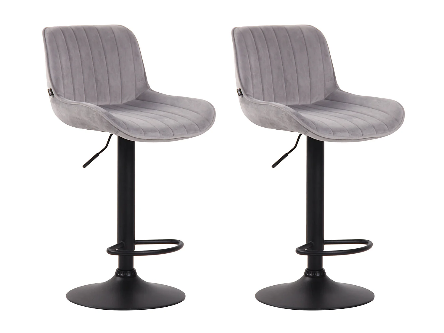 Lot de 2 Tabourets de bar - Velours & Métal - Gris - Lentini