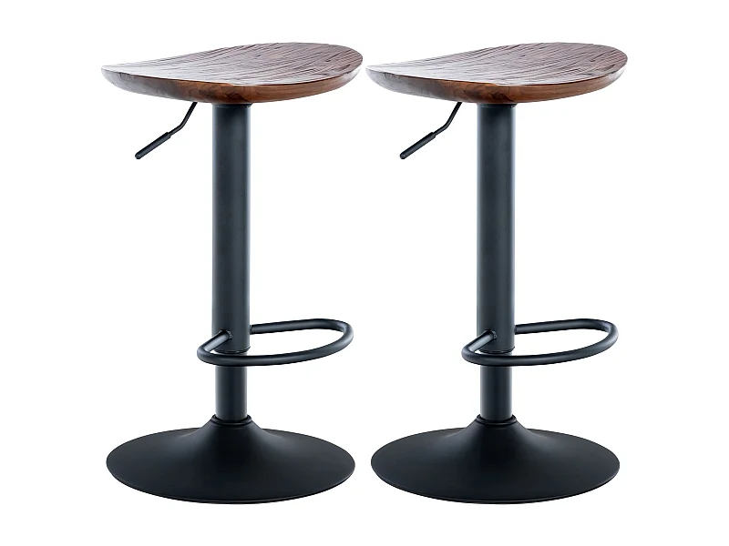 Lot de 2  Tabouret de bar - Bois & Nature - Noyer - Skelde
