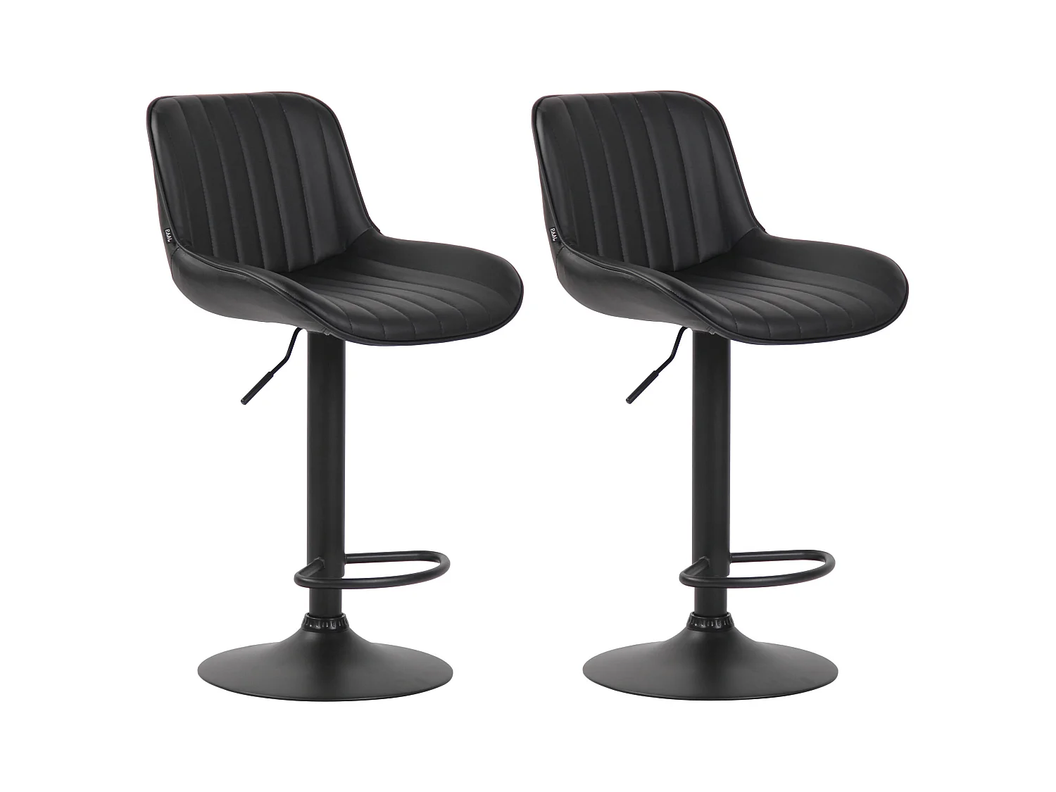 Lot de 2 Tabourets de bar - Similicuir & Métal - Noir - Lentini