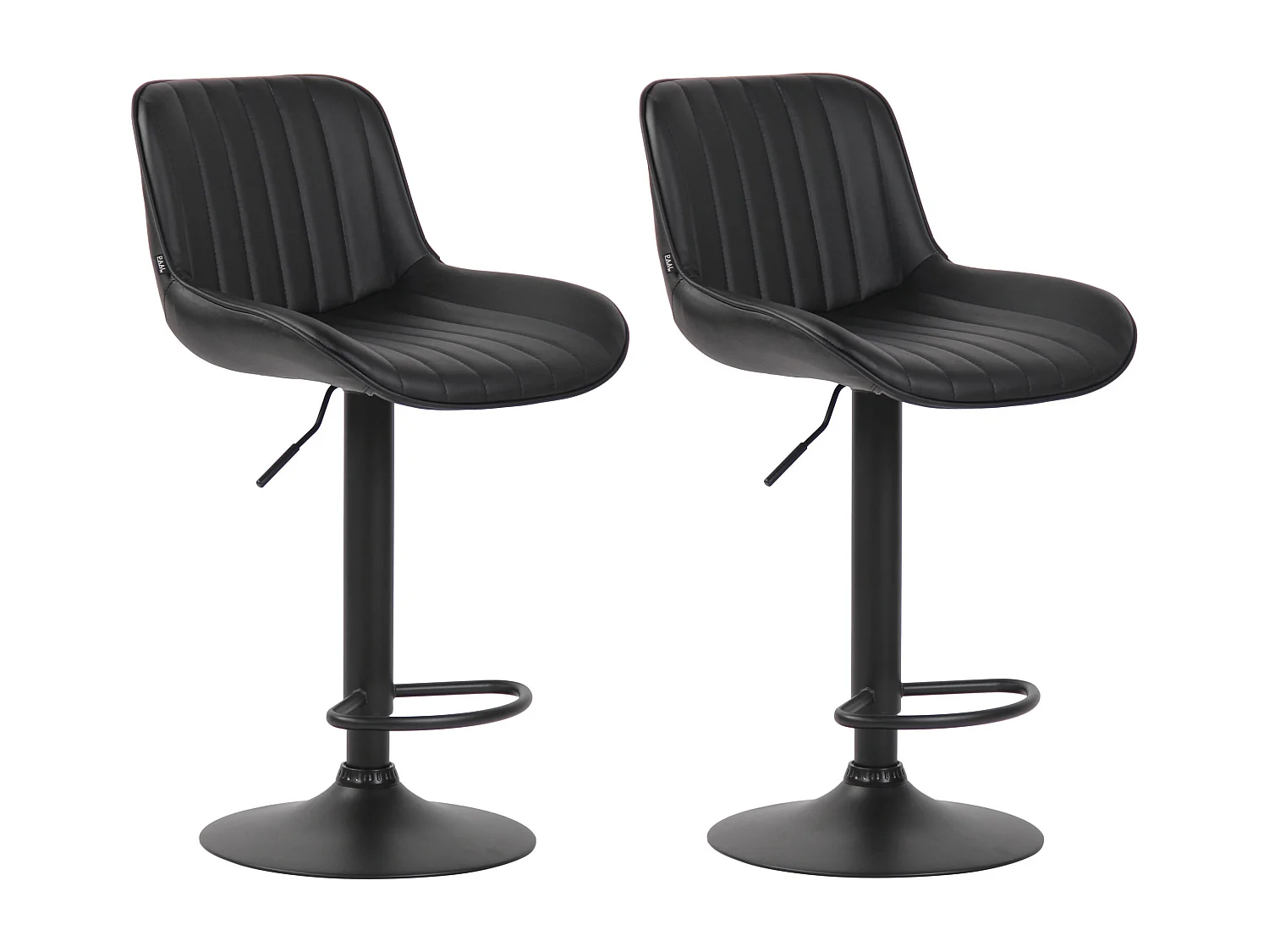 Lot de 2 Tabourets de bar - Similicuir & Métal - Noir - Lentini