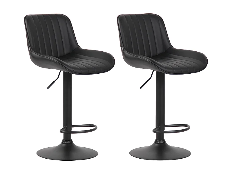 Lot de 2 Tabourets de bar - Similicuir & Métal - Noir - Lentini