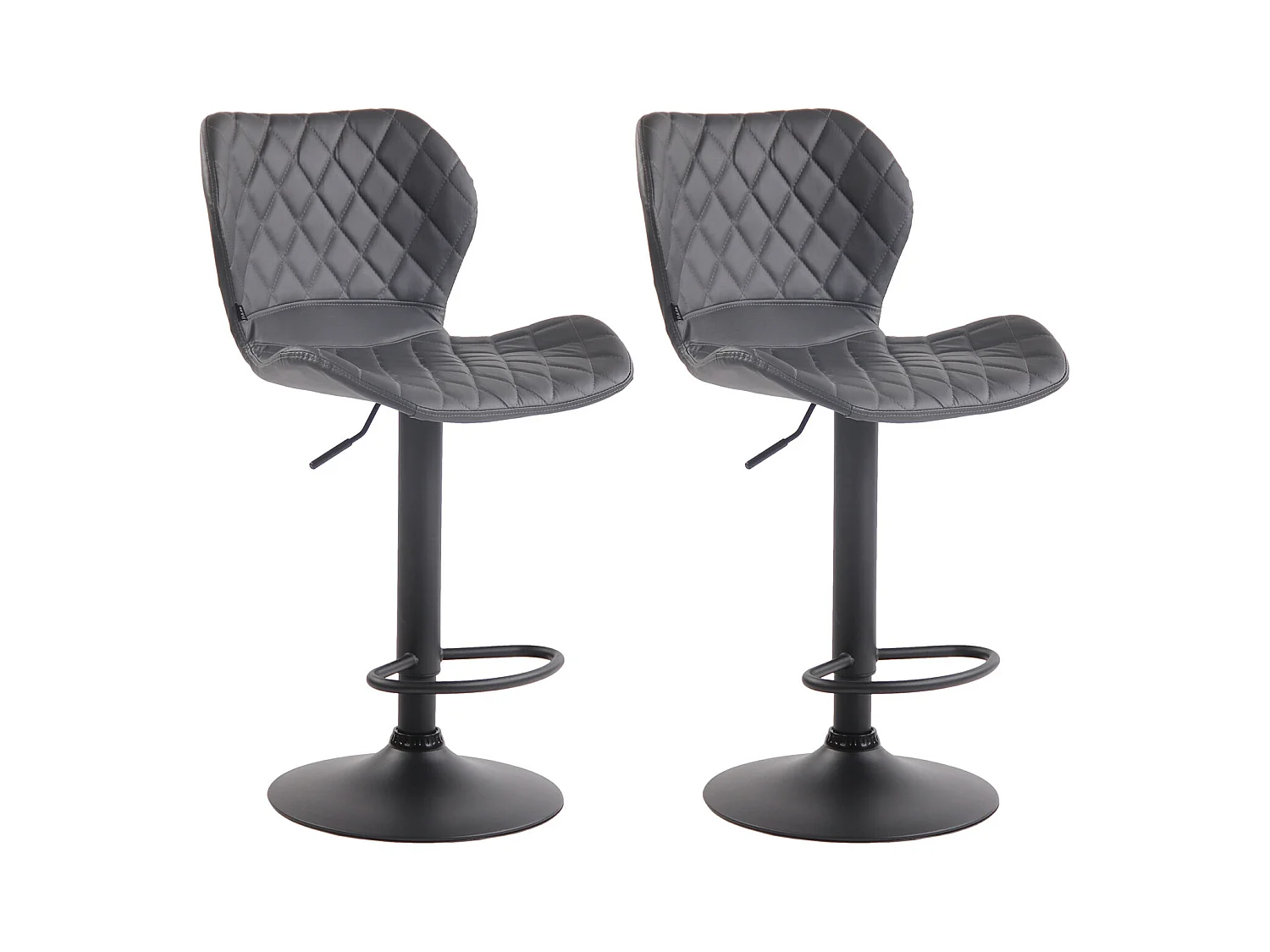 Lot de 2 Tabourets de bar - Similicuir & Métal - Gris - Cork